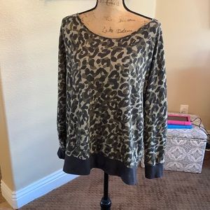 PINK Camo off the shoulder oversized sweatshirt